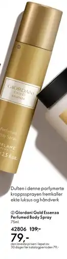 Oriflame GIORDANI GOLD Essenza perfumed body spray tilbud
