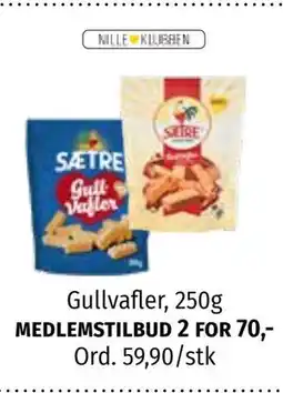 Nille Gullvafler, Medlemspris tilbud
