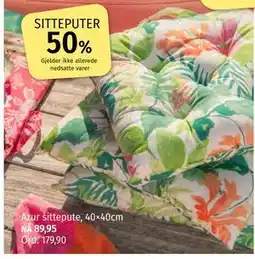 Nille Azur sittepute, 40×40cm tilbud