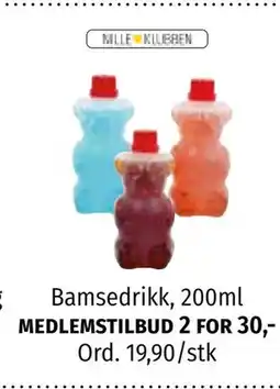 Nille Bamsedrikk, Medlemspris tilbud