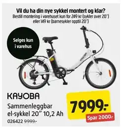 Jula Sammenleggbar el-sykkel 20” 10,2 Ah tilbud