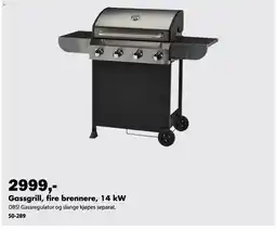 Biltema Gassgrill, fire brennere, 14 kw tilbud