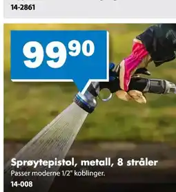 Biltema Sprøytepistol, metall, 8 stråler tilbud