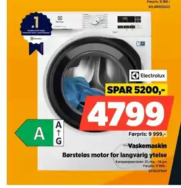 POWER Electrolux Vaskemaskin Børsteløs motor for langvarig ytelse tilbud