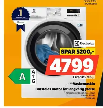 POWER Electrolux Vaskemaskin Børsteløs motor for langvarig ytelse tilbud