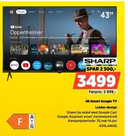 POWER Sharp 4k smart google tv lekker design tilbud
