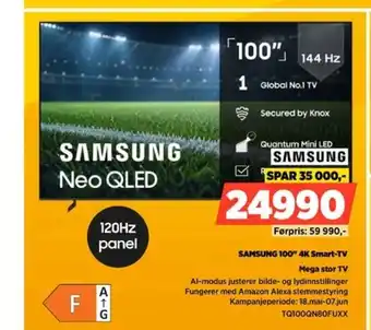 POWER Samsung 100" 4k smart-tv mega stor tv tilbud