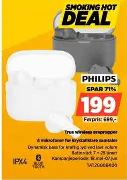 POWER Philips true wireless ørepropper 4 mikrofoner for krystallklare samtaler tilbud
