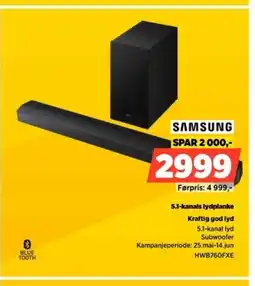 POWER SAMSUNG 5.1-kanals lydplanke Kraftig god lyd tilbud