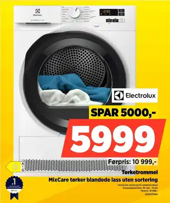 POWER Electrolux Tørketrommel MixCare tørker blandede lass uten sortering tilbud