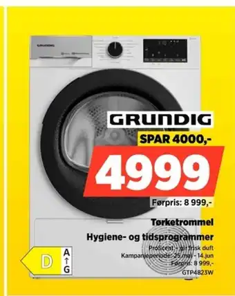 POWER Grundig tørketrommel hygiene- og tidsprogrammer tilbud