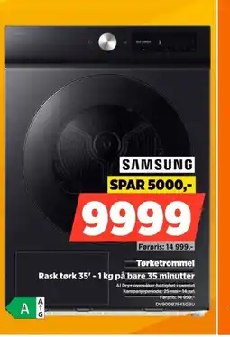 POWER Samsung tørketrommel rask tørk 35' - 1 kg på bare 35 minutter tilbud
