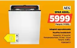 POWER Aeg integrert oppvaskmaskin maxiflex bestikkskuff tilbud
