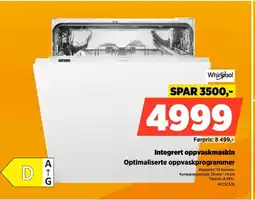 POWER Whirlpool integrert oppvaskmaskin optimaliserte oppvaskprogrammer tilbud