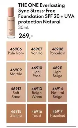 Oriflame THE ONE Everlasting Sync Stress-Free Foundation SPF 20 + UVA protection Natural tilbud