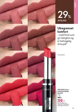 Oriflame THE ONE Colour Unlimited Matte Lipstick tilbud