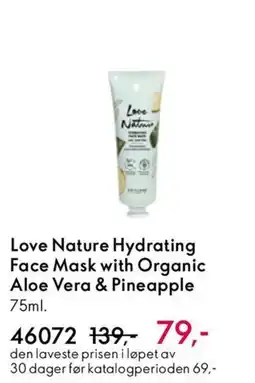 Oriflame LOVE NATURE Hydrating Face Mask with Organic Aloe Vera & Pineapple tilbud
