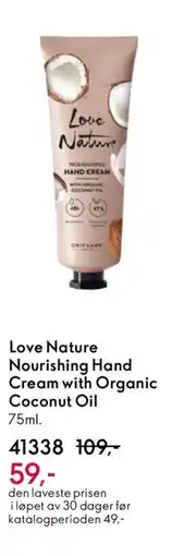 Oriflame LOVE NATURE Nourishing Hand Cream with Organic Coconut Oil tilbud