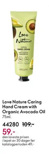Oriflame LOVE NATURE Caring Hand Cream with Organic Avocado Oil tilbud