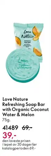 Oriflame LOVE NATURE Refreshing Soap Bar with Organic Coconut Water & Melon tilbud