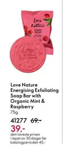 Oriflame LOVE NATURE Energising Exfoliating Soap Bar with Organic Mint & Raspberry tilbud