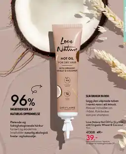 Oriflame LOVE NATURE Hot Oil For Dry Hair with Organic Wheat & Coconut tilbud