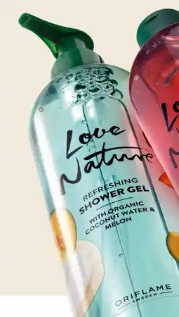 Oriflame LOVE NATURE Refreshing Shower Gel with Organic Coconut Water & Melon tilbud