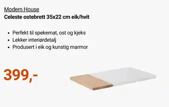 Modern House Celeste ostebrett 35x22 cm eik/hvit