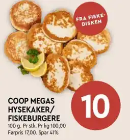 Coop Mega Coop Megas hysekaker/ fiskeburgere tilbud