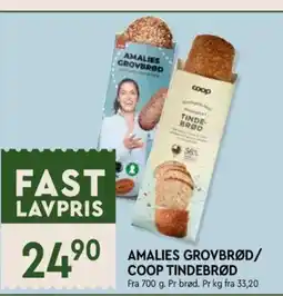 Coop Mega Amalies grovbrød/ Coop tindebrød tilbud