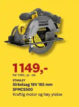 Bygger'n STANLEY Sirkelsag 18V 165 mm SFMCS500 tilbud