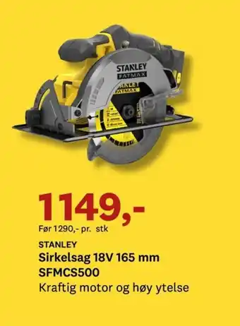 STANLEY Sirkelsag 18V 165 mm SFMCS500