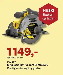 Bygger'n STANLEY Sirkelsag 18V 165 mm SFMCS500 tilbud