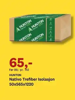 Bygger'n HUNTON Nativo Trefiber Isolasjon 50x565x1220 tilbud