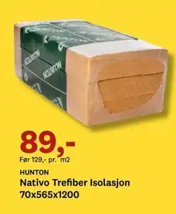 Bygger'n HUNTON Nativo Trefiber Isolasjon 70x565x1200 tilbud