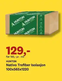 Bygger'n HUNTON Nativo Trefiber Isolasjon 100x565x1220 tilbud