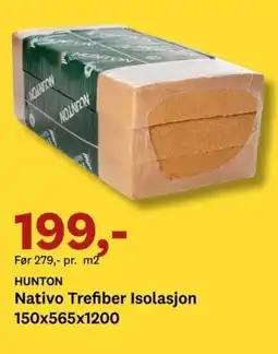 Bygger'n HUNTON Nativo Trefiber Isolasjon 150x565x1200 tilbud