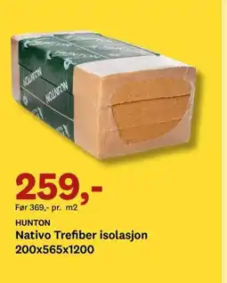 Bygger'n HUNTON Nativo Trefiber isolasjon 200x565x1200 tilbud