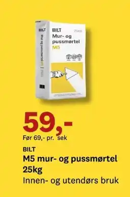 Bygger'n BILT M5 mur- og pussmørtel tilbud