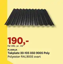 Bygger'n PLANNJA Takplate 20-105 050 9005 Poly tilbud