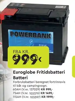 Mekk Euroglobe Fritidsbatteri Batteri tilbud