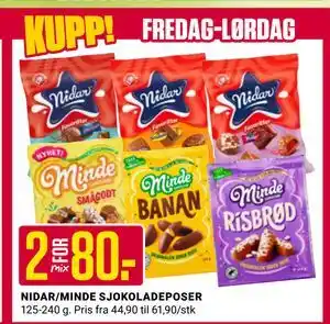 NIDAR/MINDE SJOKOLADEPOSER