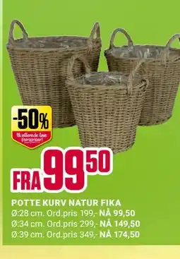 Europris POTTE KURV NATUR FIKA tilbud