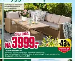 Europris LØKKEN HJØRNESOFA tilbud