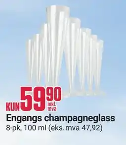 Europris Engangs champagneglass tilbud