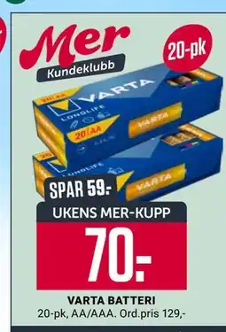 Europris VARTA BATTERI, App-pris tilbud