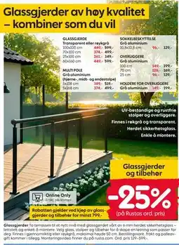 Rusta Glassgjerder og tilbehør tilbud