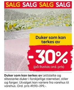 Rusta Duker som kan tørkes av tilbud