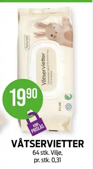 Kiwi VÅTSERVIETTER tilbud