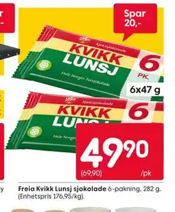 Rusta Freia Kvikk Lunsj sjokolade tilbud